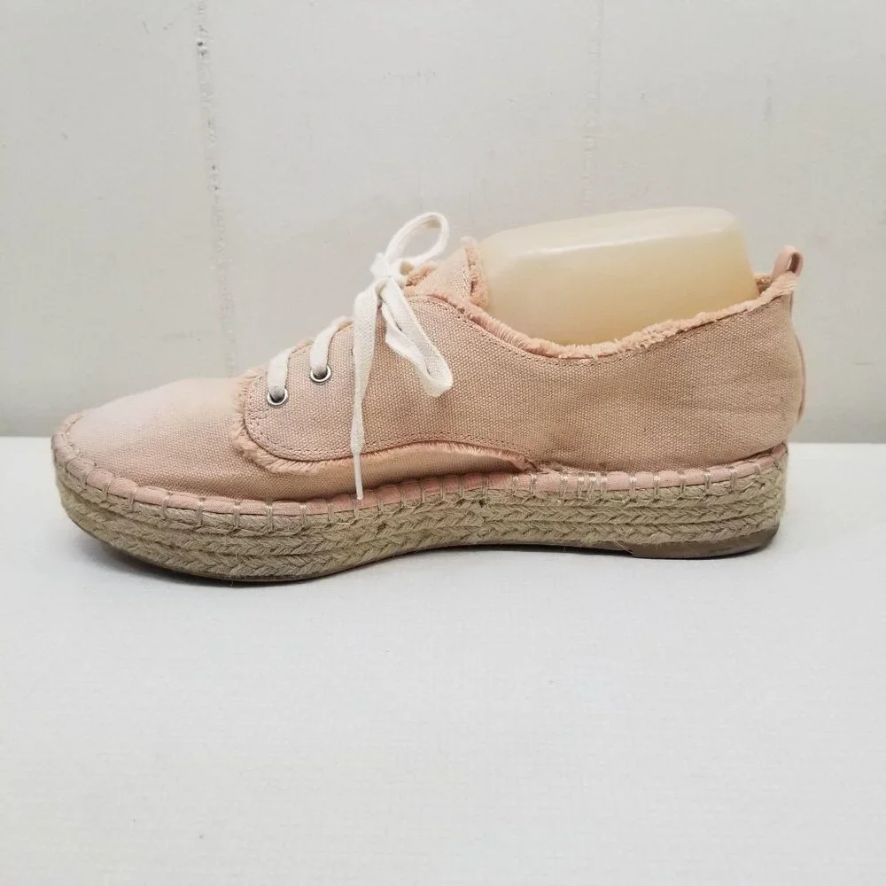 Dolce Vita 9.5 Peach Canvas‎ Espadrille Sneakers Shoes Lace Up Platform Wedge
